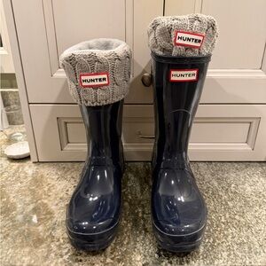Hunter Navy and Gray Winter Rain Boots